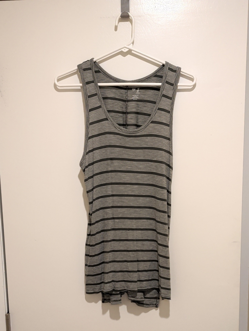 GAP Greenish Gray Striped Sleeveless Tank Top